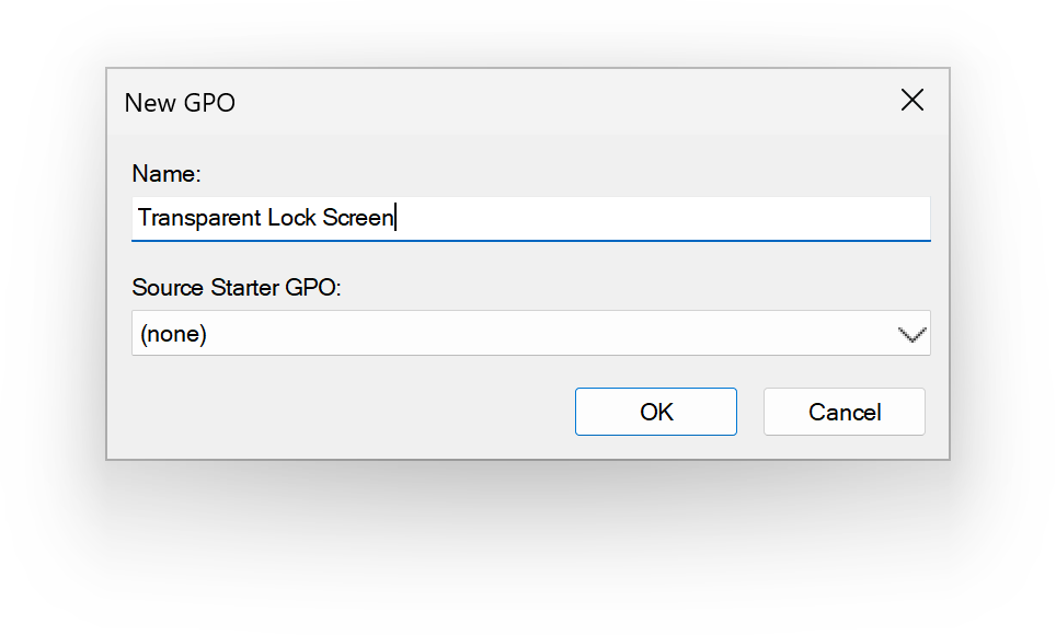 screenshot: Adding a new GPO