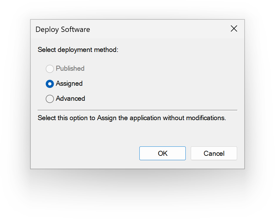screenshot: Deploy Software dialog box