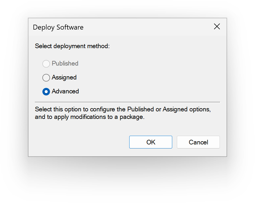 screenshot: Deploy Software dialog box